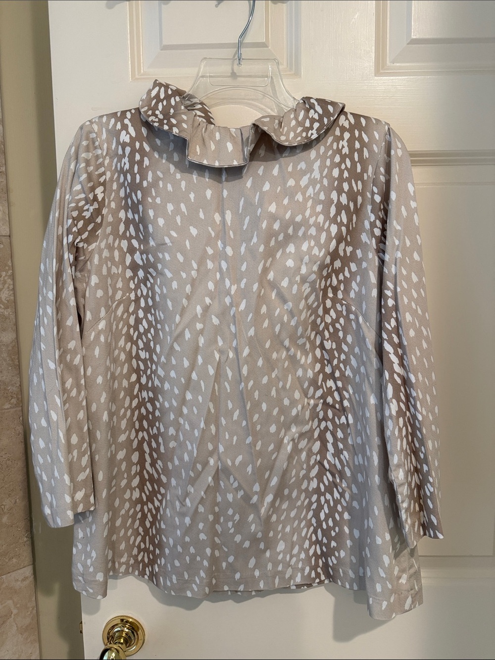 Tuckernuck Antelope Print Ruffle-Collar Blouse